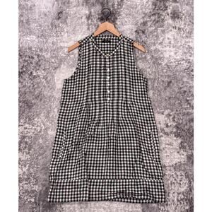 Quince Black and White Checkered Dress